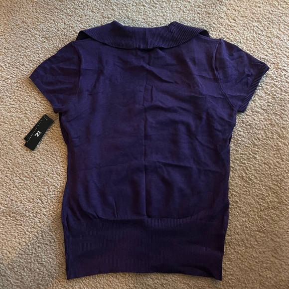 Women’s Deep Purple Scoop Neck Sweater - Picture 3 of 6